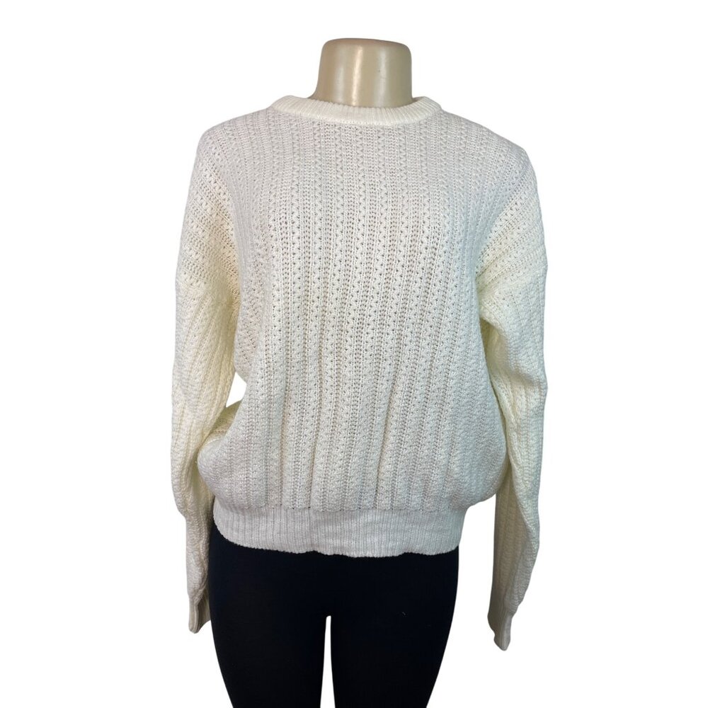 Van Heusen Womens White Knit Sweater Size M